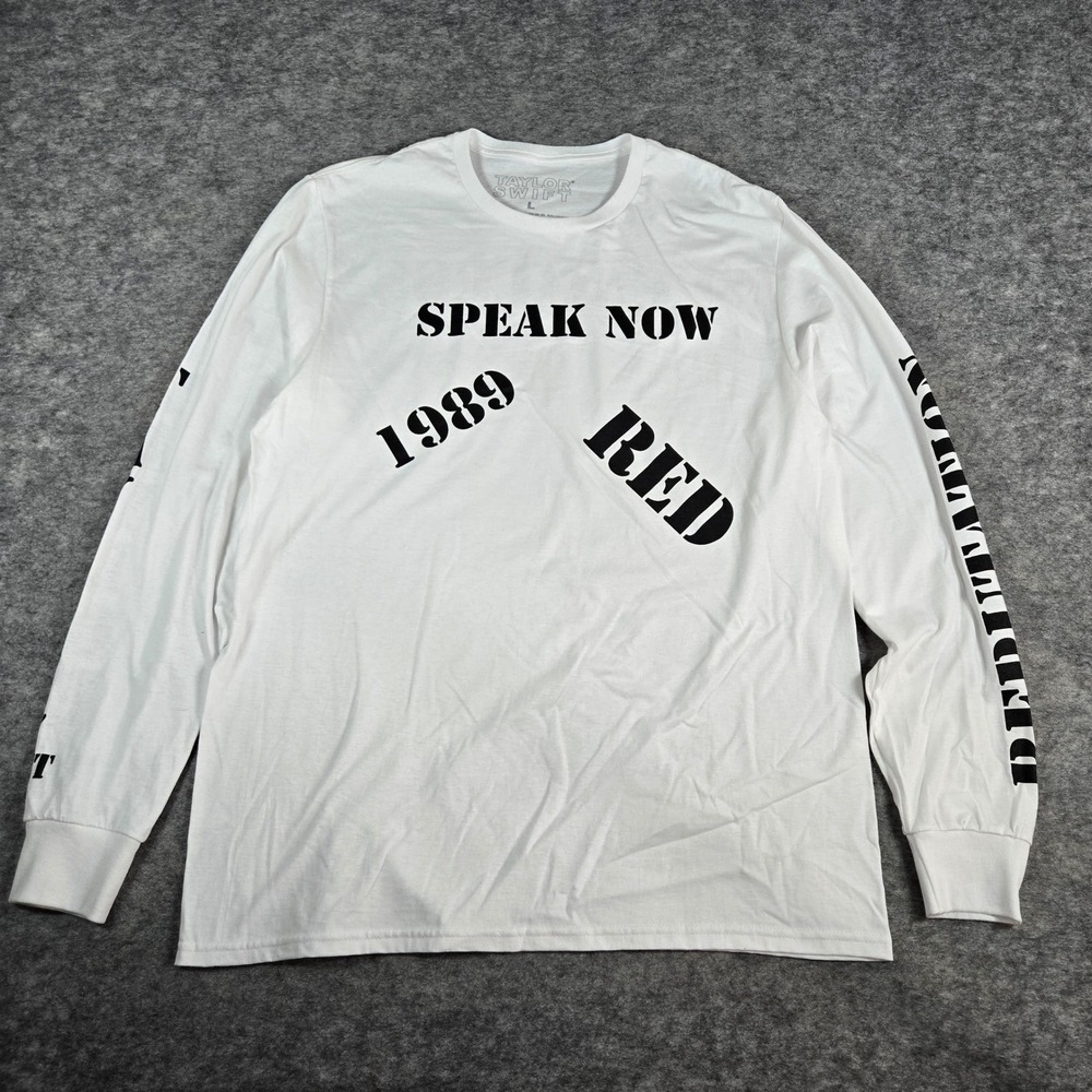 Taylor Swift White Eras White Reputation Graphic Long Sleeve Shirt Large